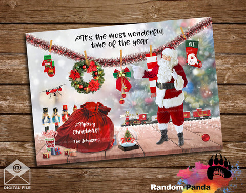 Santa Hanging Toys and Decorations Christmas Card