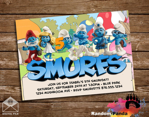 Smurfs Birthday Party Invitation