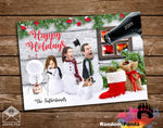 Funny Christmas Card, Melting Snowman Family