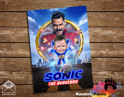 Funny Sonic the Hedgehog Portrait Poster, Video Game Party Backdrop