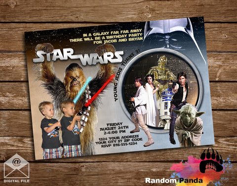 Funny Chewbacca Lightsaber Double Party Invitation