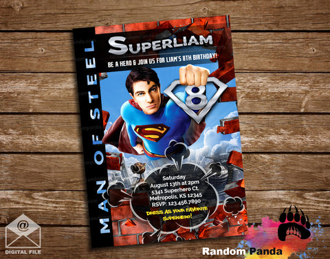 Superman Superhero Party Invitation