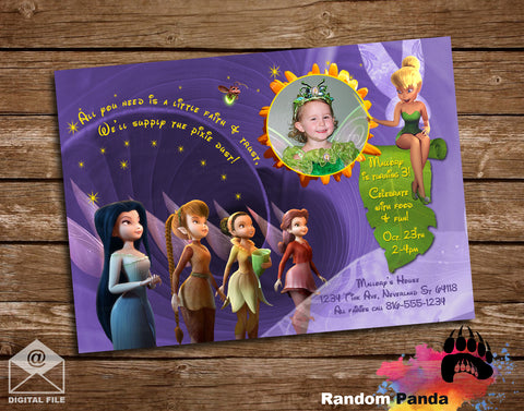Tinkerbell and Fairies Birthday Party Invitation
