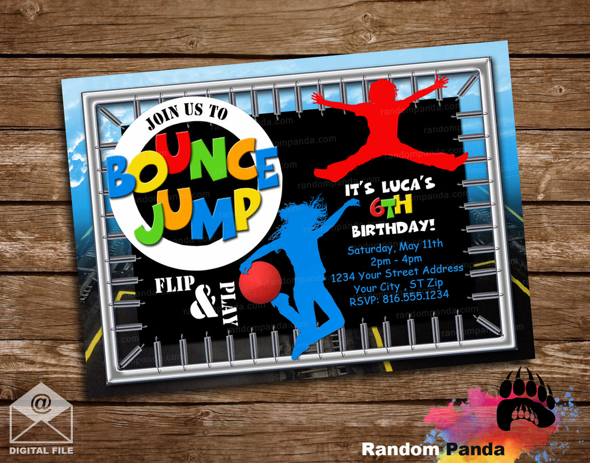 Trampoline Park Dodgeball Party Invitation – Random Panda