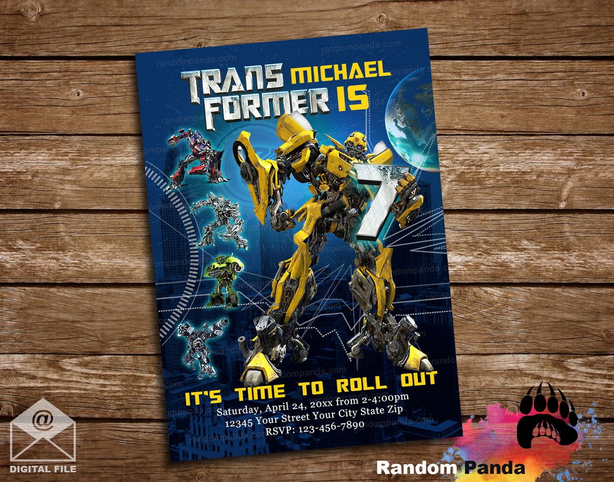 Transformers Bumblebee Party Invitation – Random Panda