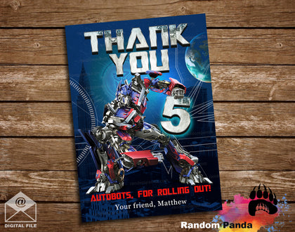 Transformers Optimus Prime Thank You Card
