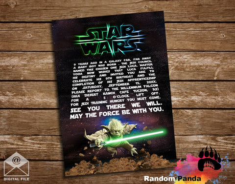 Star Wars Master Yoda Party Invitation